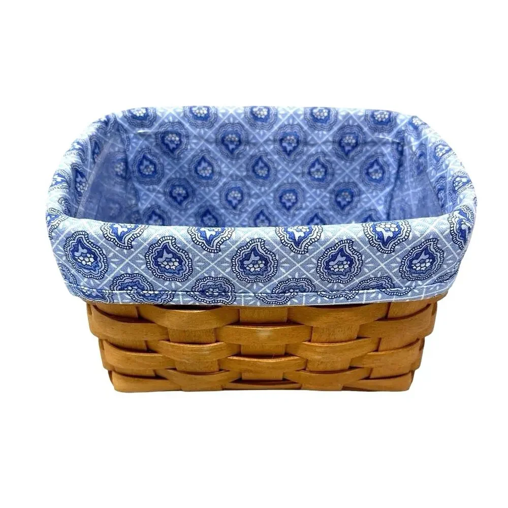 RETIRED Longaberger basket 1997, blue patterned liner and plastic insert
